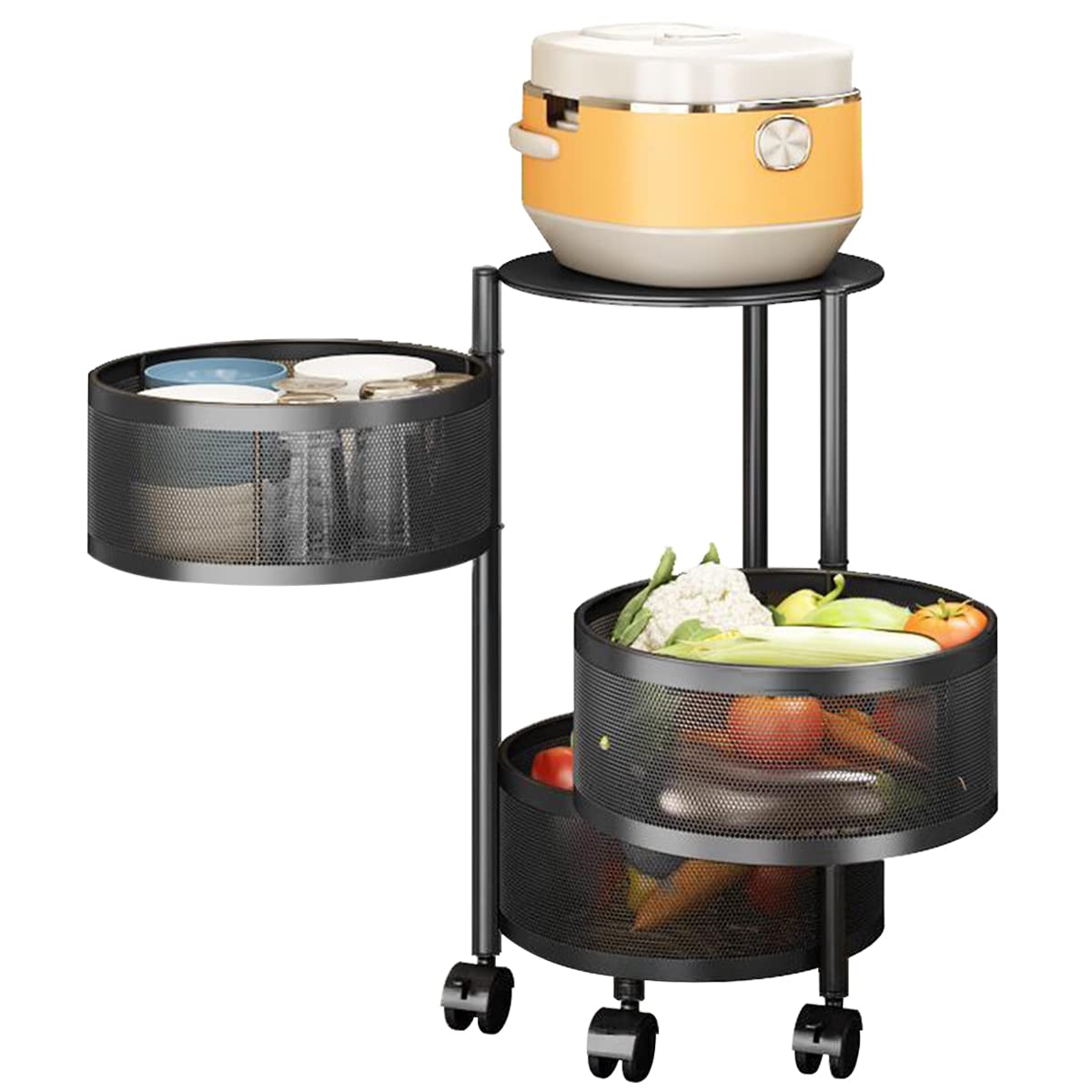 ELEPHANTBOAT 3 Layer Portable Storage Rotating Kitchen Trolley Rack with Wheels for Vegetable Storage & Living Room ELEPHANTBOAT 3 Layer Portable Storage Rotating Kitchen Trolley Rack with Wheels for Vegetable Storage & Living Room